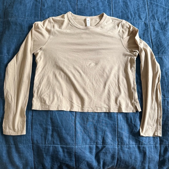 Lululemon Classic-Fit Cotton-Blend Long-Sleeve Shirt in Dune Color Size 6 - Picture 1 of 10